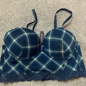 NWT Bra Bralette Plaid 34B